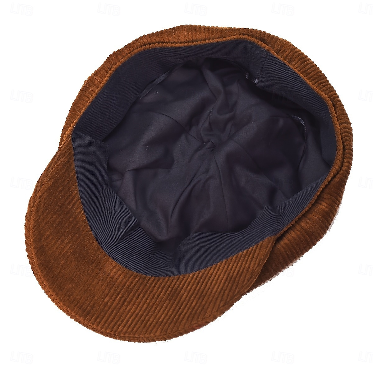 șapcă vintage de damă din catifea reiată - beretă octogonală maro cafea, croială elastică neelastică, pliabilă &lavabil manual pentru ținute casual de toamnă-iarnă 2025 - $26.99 –P9
