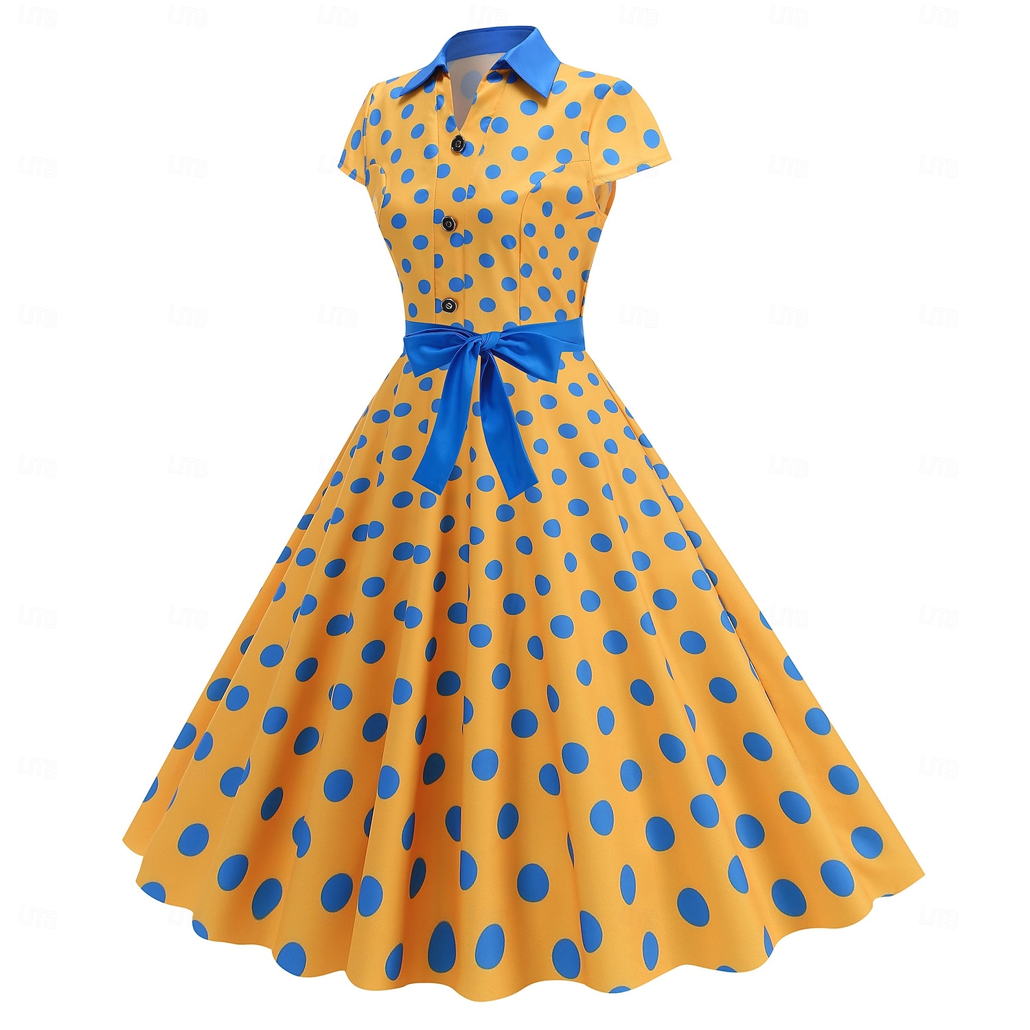 Retro 50. léta Rockabilly Polední Houpací šaty Flare šaty Košilové šaty Přizpůsobení a odlesky Puntíky Maškarní kostým Dámské předvečer Všech svatých Karneval Dovolená Běžné / Denní Retro tematick 2025 - $30.99 –P22