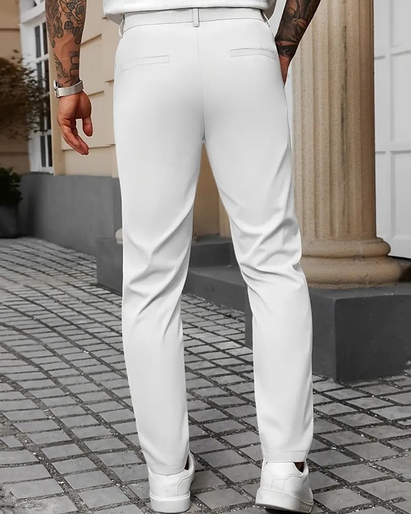 Hombre pantalones de traje Pantalones Chinos Bolsillo Botones Plano Comodidad Formal Fiesta Trabajo Moda Estilo clásico Negro Blanco Microelástico 2025 - $22.99 –P3