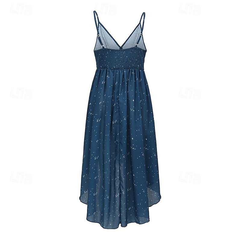 Per donna Abito Midi Abito Boho Abito occidentale Moda Classico Moderno Vacanza Quotidiano Uscire Vestibilità regolare Semplice Senza Maniche Scollo a V Blu scuro Estate del 2025 a $28.99 –P5