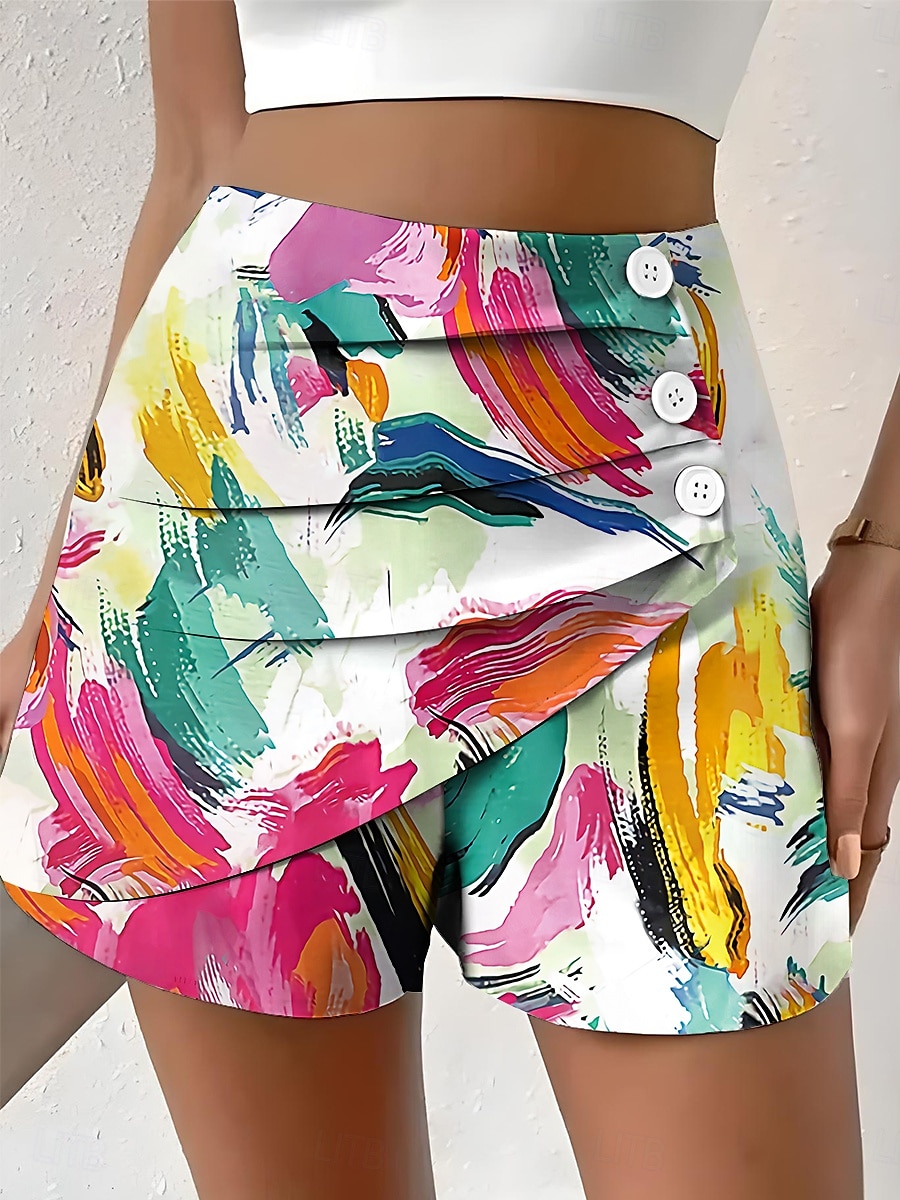 Damen Chinos Shorts Elegant Urlaub Vintage Kurz Hohe Taille Grafik Geometrisches Muster Abstrakt Geschichtet Schnelltrocknend Bequem Atmungsaktiv Unelastisch Outdoor Straße Täglich Rubinrot Rosa Grün 2025 - $17.99 –P1