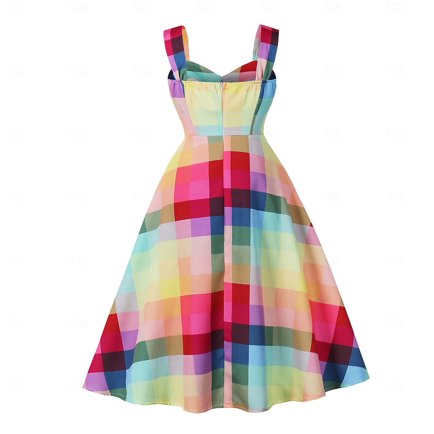 Retro 50. léta Rockabilly Houpací šaty Flare šaty Přizpůsobení a odlesky Pléd Maškarní kostým Dámské Plesová maškaráda Dovolená Ležérní Retro tematická párty Dospělí Šaty Jaro léto 2025 - $34.99 –P2