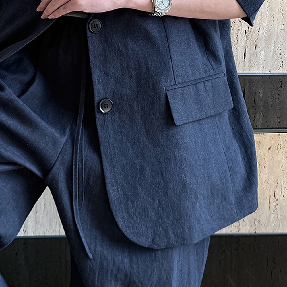 Blazer de lino y tencel para mujer, transpirable, con bolsillos y botones, elegante, vintage, a la moda, para uso diario, color liso, formal, para oficina o carrera, informal, de botonadura sencilla, 2026 - $81.99 –P8