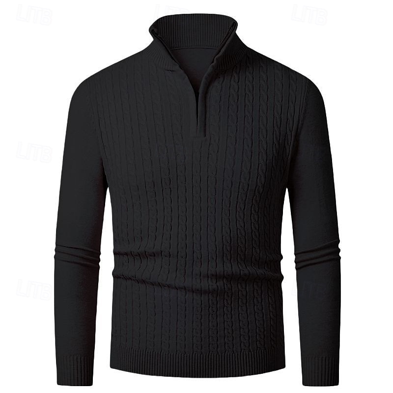Herren Pullover Pullover mit Viertelreißverschluss Strickpullover Zopfmuster Stricken Normale Oberteile Gestrickt Einfach Viertelreißverschluss Mode Lässig Urlaub Alltagskleidung Bekleidung Herbst 2025 - $22.99 –P13