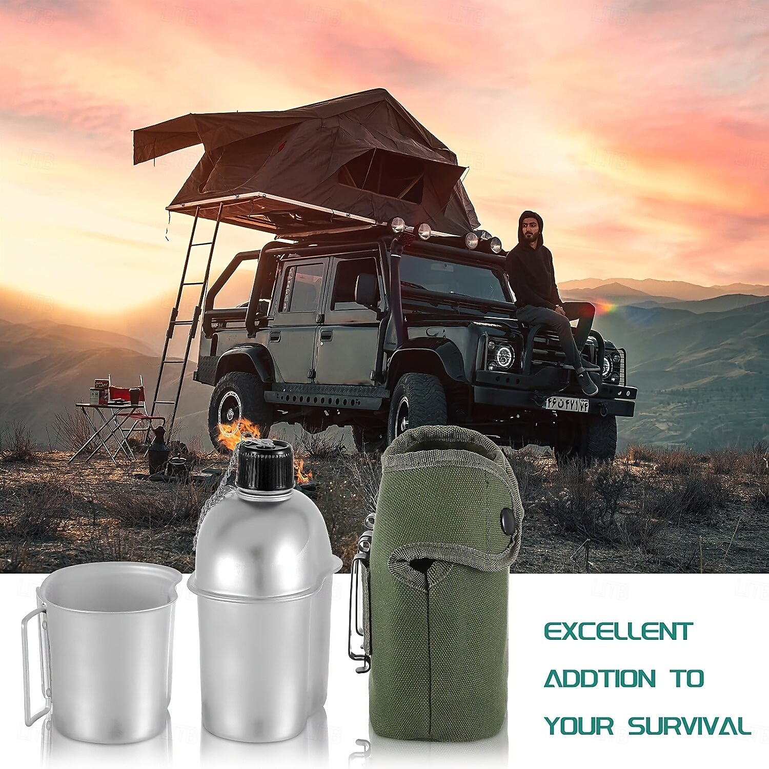 Borraccia in alluminio, set di tazze e borse, borraccia portatile per campeggio all'aperto, sopravvivenza, esperienza nella natura, escursionismo e attrezzatura per zaino in spalla solo per cucinare del 2025 a $142.99 –P8