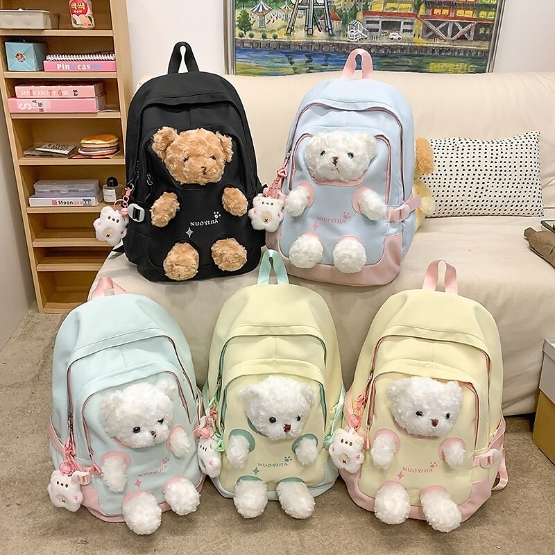Sac à dos d'école jaune et rose pour filles avec motif ours en peluche, joli sac léger pour les élèves de maternelle et du primaire de 2025 ? $34.99 –P9