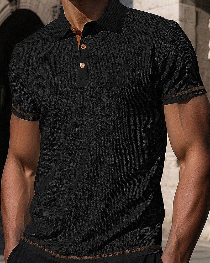 Herren Golfshirt Golf Poloshirts Arbeit Lässig Revers Kurzarm Basic Modern Einfach Knöpfe Jacquard Sommer Frühling Normale Passform Schwarz Weiß Marineblau Blau Dunkelgray Hellblau Golfshirt 2025 - $17.99 –P3