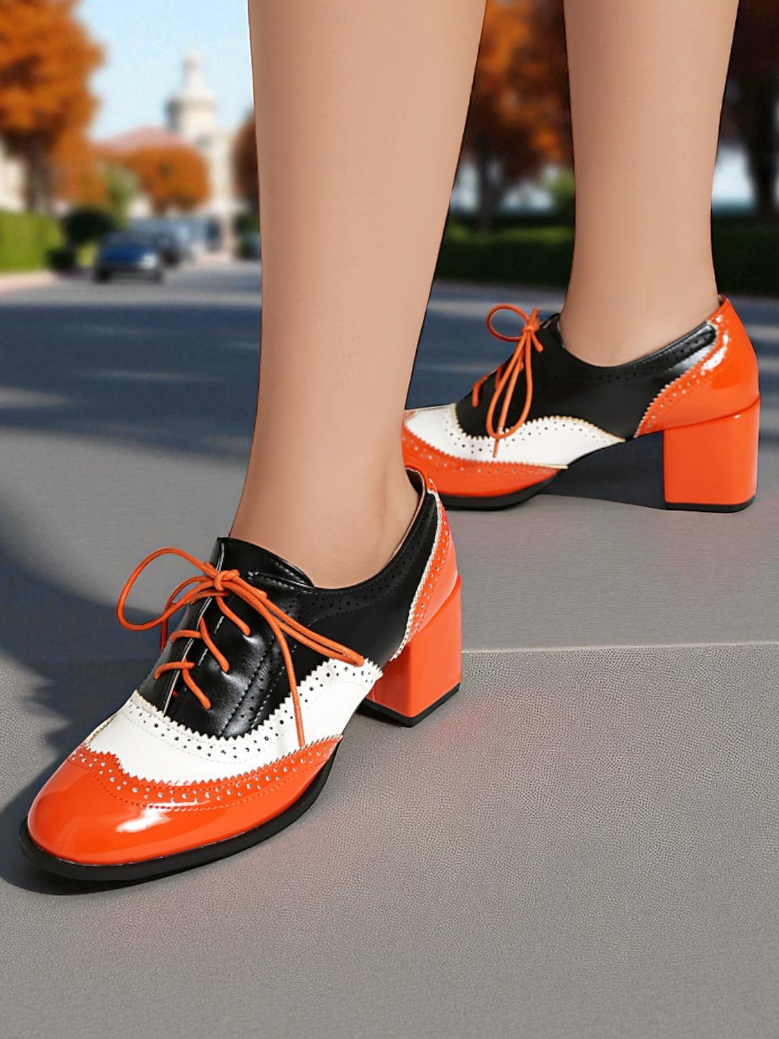 Zweifarbige Oxford-Schuhe mit Blockabsatz für Damen – Retro-Schnürschuhe in Mintgrün und Metallic für den Streetstyle im 50er-Jahre-Stil, Alltagsoutfits und legere Anlässe 2025 - $46.99 –P9