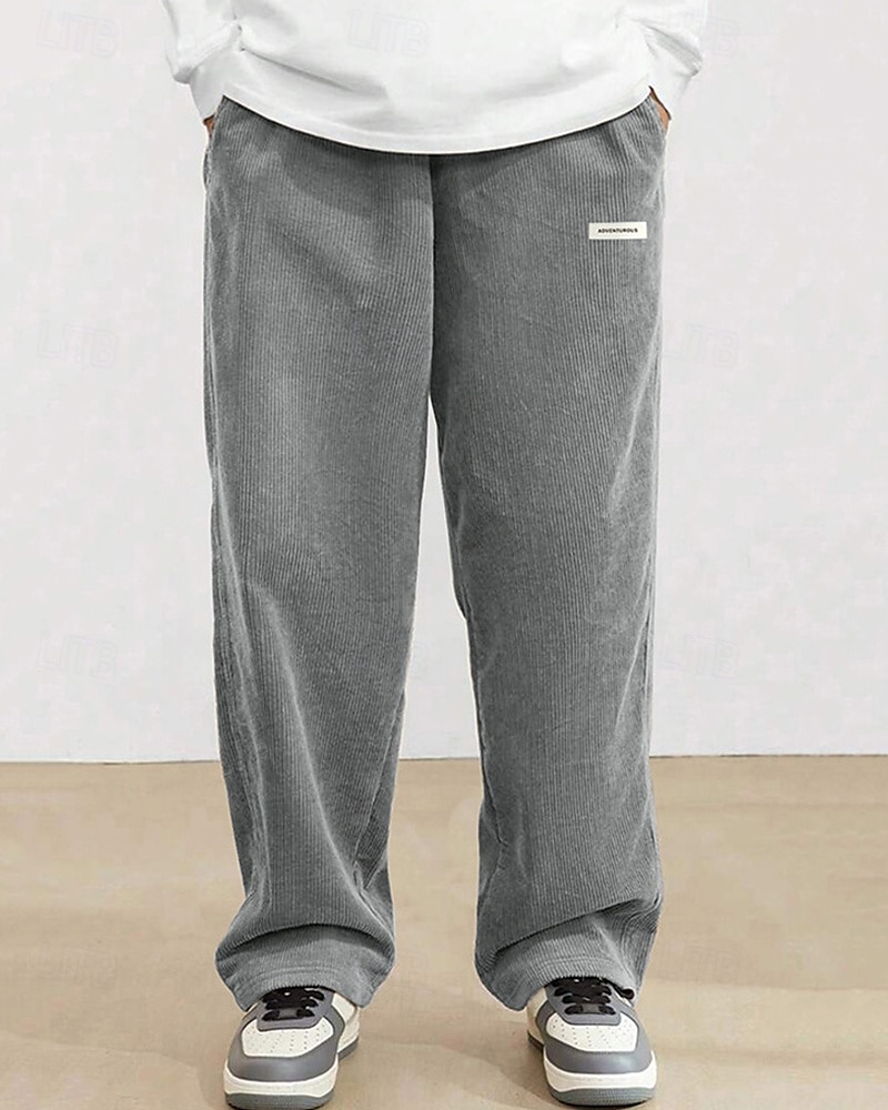 Homens Calças de Veludo Calças Calça casual Bolsos Cintura elástica Com Cordão Tecido Conforto Esportes Diário Moda Casual Preto Branco Micro-Elástica de 2025 por $26.99 –P3
