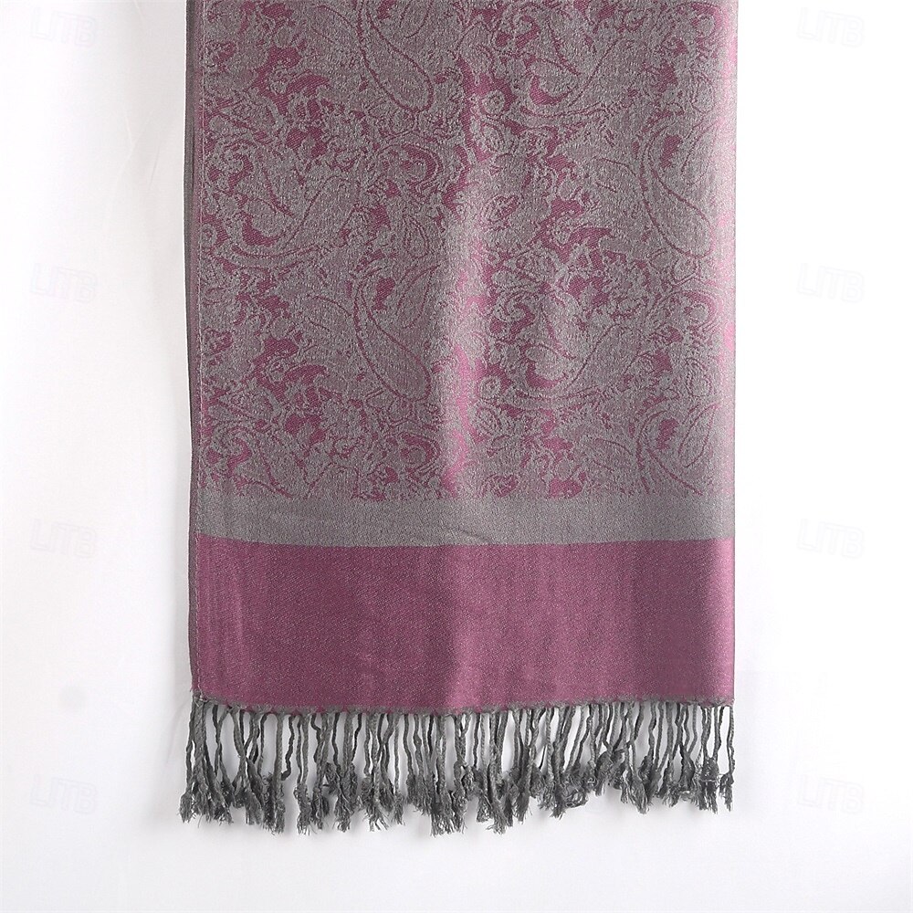 Damhalsduk i paisleymönstrad jacquardmönster i akryl – varm, trendig lång franssjal med etnisk stil för hösten &vinter 2025 - $14.99 –P15