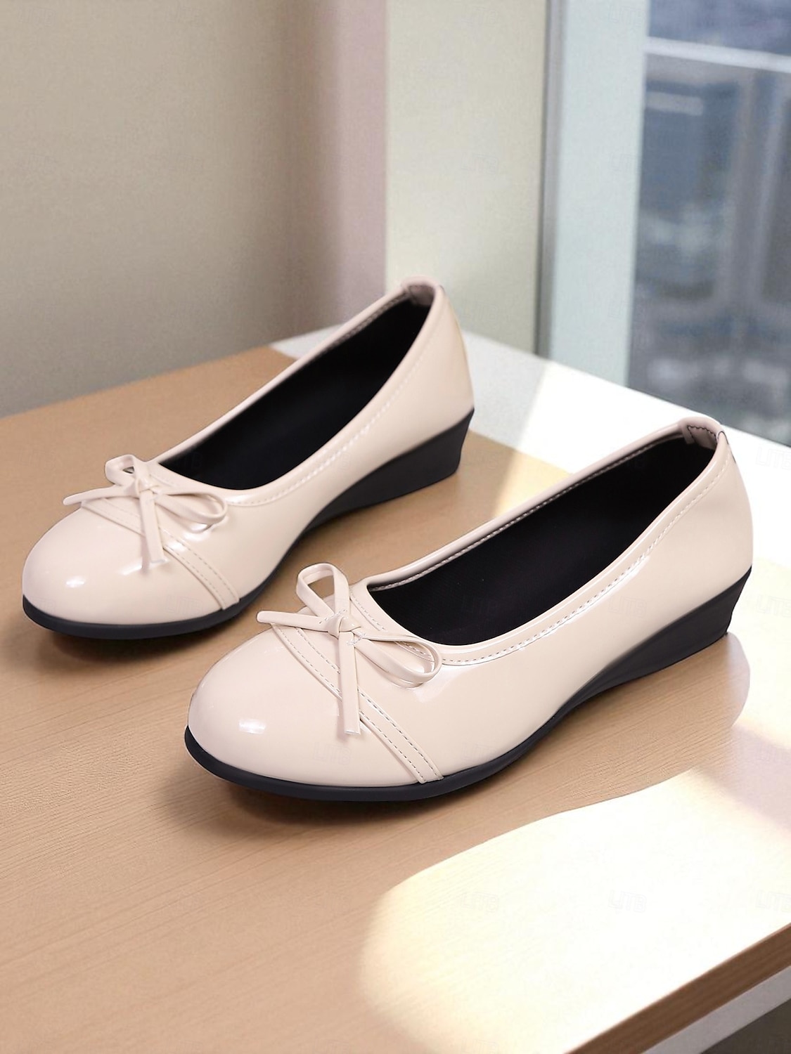 sapatilhas femininas de couro envernizado vermelho com laço - sapatos sociais clássicos de bico redondo e sem cadarço para adolescentes e mulheres, ideais para a escola, trabalho e roupas casuais do de 2025 por $19.99 –P1