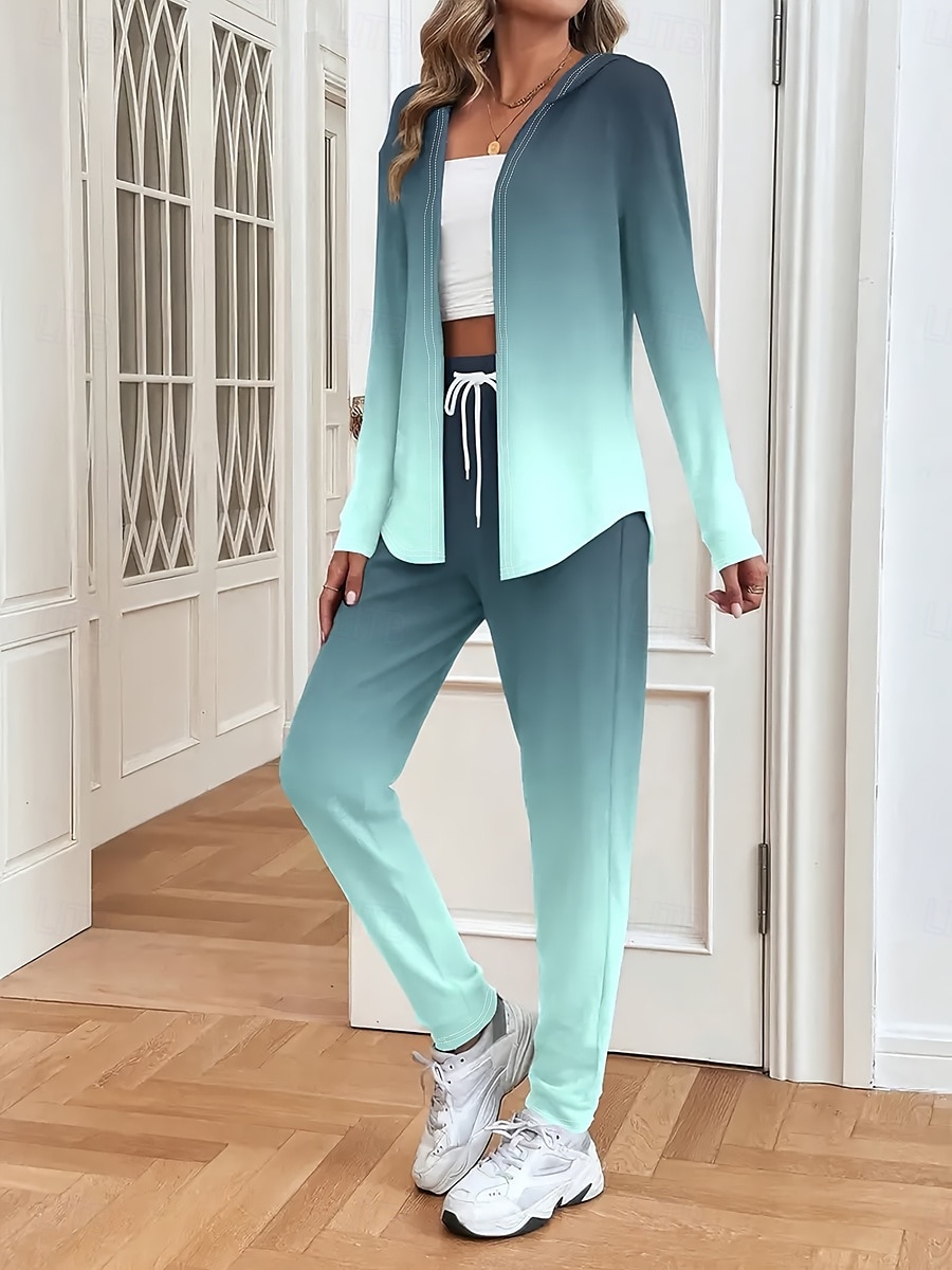 Femmes Quotidien Sweat à capuche manche longue À capuche Graphique Dégradé Fermeture éclair Cordon de serrage Imprimé Occasionnel Vert Automne Coupe régulière de 2025 ? $49.99 –P1