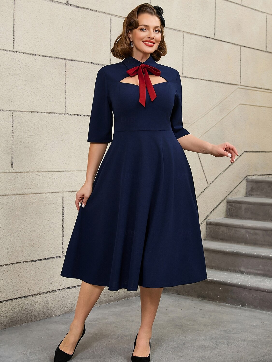 Retro Vintage 1950s Rockabilly Midi A Line Dress Flare Dress Plus Size A-Line Women's Vacation Homecoming Party & Evening Adults Dress Spring & Summer 2025 - $41.99 –P9