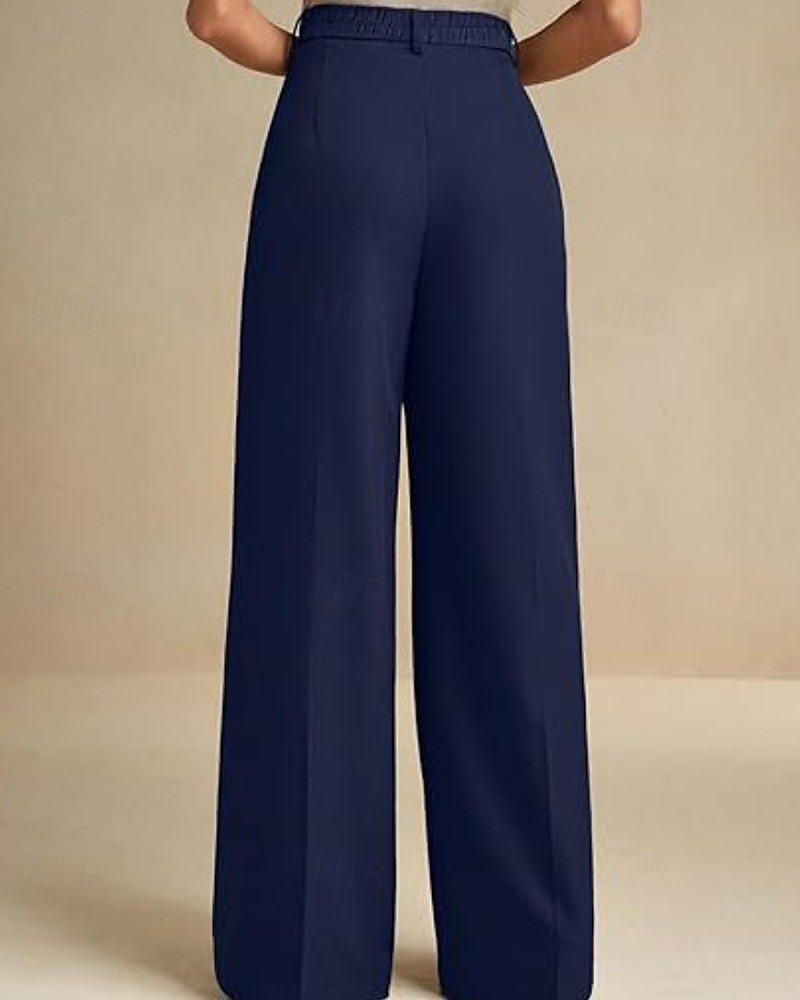 Dam Brett skaft Byxor Streetwear Ledigt Fullängd Naturlig Slät Elastisk midja Bekväm Gata Helgdag Dagliga kläder Aprikos Grå Svart Vit Höst Normal 2026 - $32.99 –P20