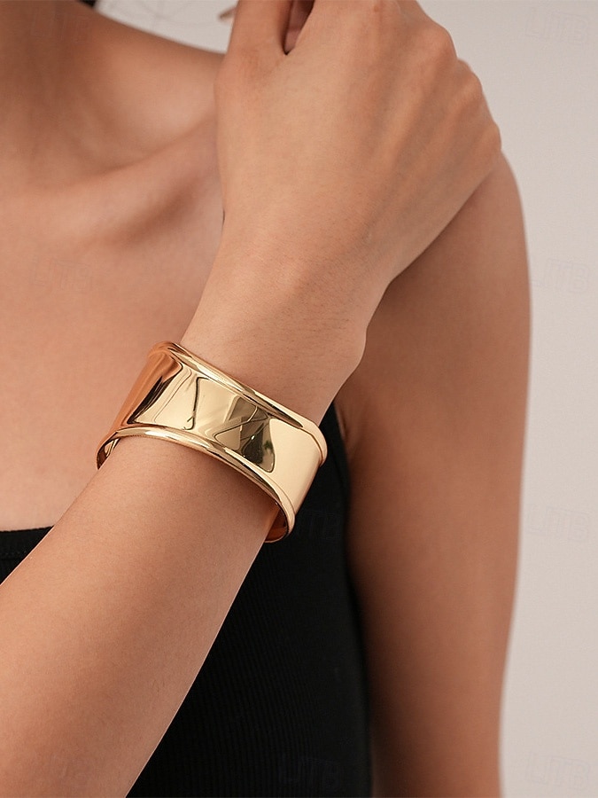 Dámská párty sada náramků - stylové pozlacené a postříbřené manžetové a řetízkové náramky, módní šperk pro ženy, ideální na koktejlové a večerní večírky 2026 - $11.99 –P5