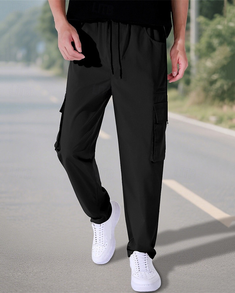 Per uomo Pantaloni Cargo Pantaloni Elastico in vita Coulisse Multi-tasche Semplice Mimetico Indossabile All'aperto Quotidiano Campeggio & Escursionismo Moda Classico Nero Verde militare del 2025 a $18.99 –P4