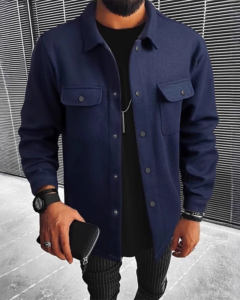 Homme Veste Légère Chemise Veste Veste Décontractée Chemise Vacances Quotidien Respirant Avec Poches Printemps Automne Uni Mode Classique Revers Régulier Noir bleu marine Kaki Gris Claire Vert de 2025 ? $27.99 –P19
