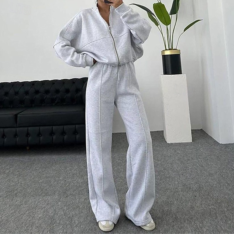 Per donna Tuta da Ginnastica Pantaloni da Tuta Abiti da salotto Con zip Tasca Tinta unita Completo Abbigliamento Autunno & Inverno Nero Bianco Palestra Allenamento Corsa Vita Alta Antivento Leggero del 2026 a $40.99 –P5