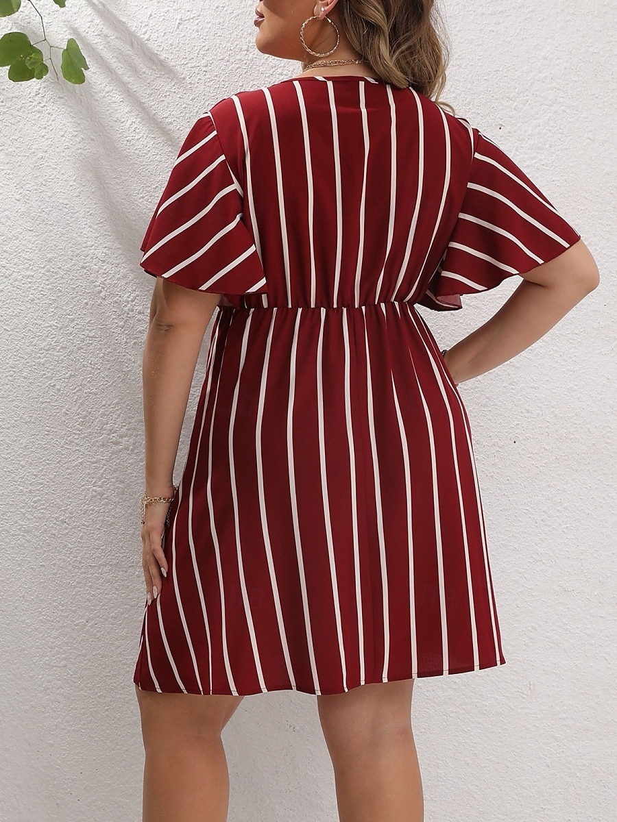 Femmes Grande taille Robe Décontractée Rayé Col en V Manche Courte Été Printemps Mode Moderne Occasionnel Mini robe Quotidien Fête Robe de 2025 ? $18.99 –P9