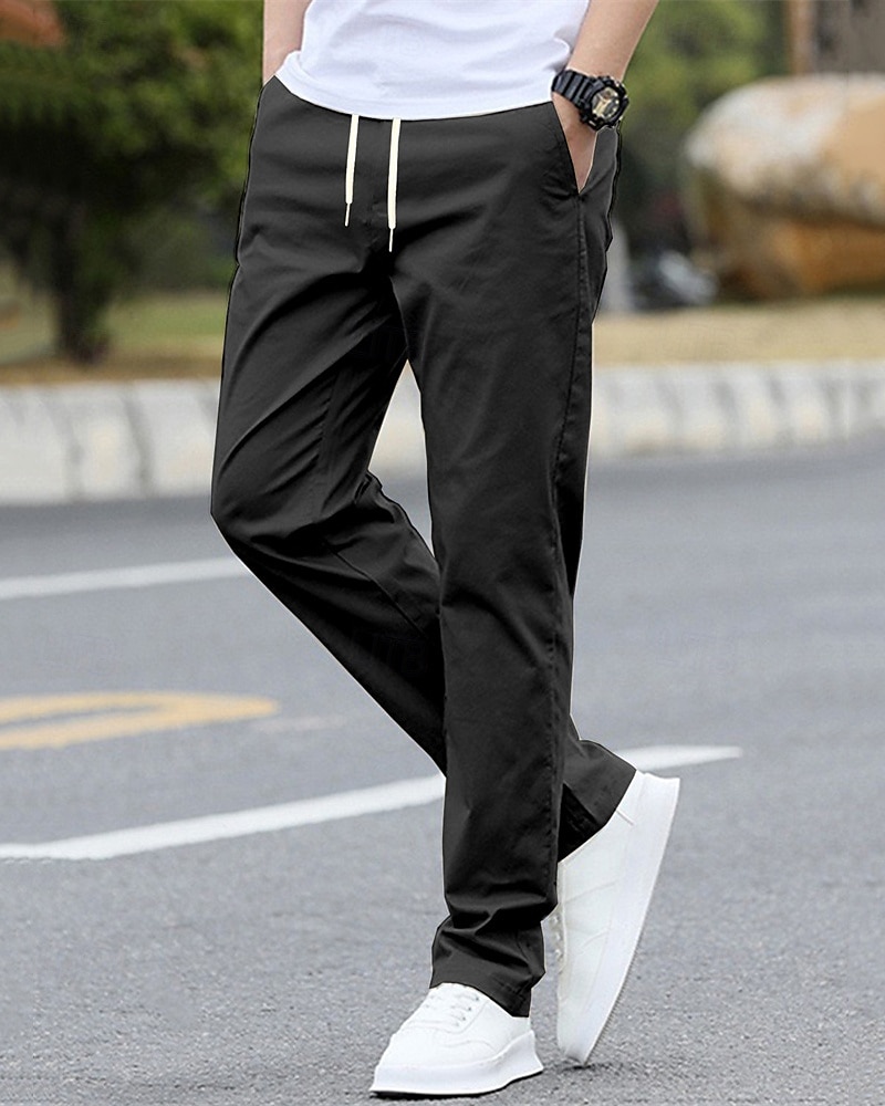 Per uomo Pantaloni Chinos Tasca Elastico in vita Coulisse Semplice Comodità Formale Feste Lavoro Moda Stile Classico Nero Verde chiaro Micro-elastico del 2025 a $17.99 –P15