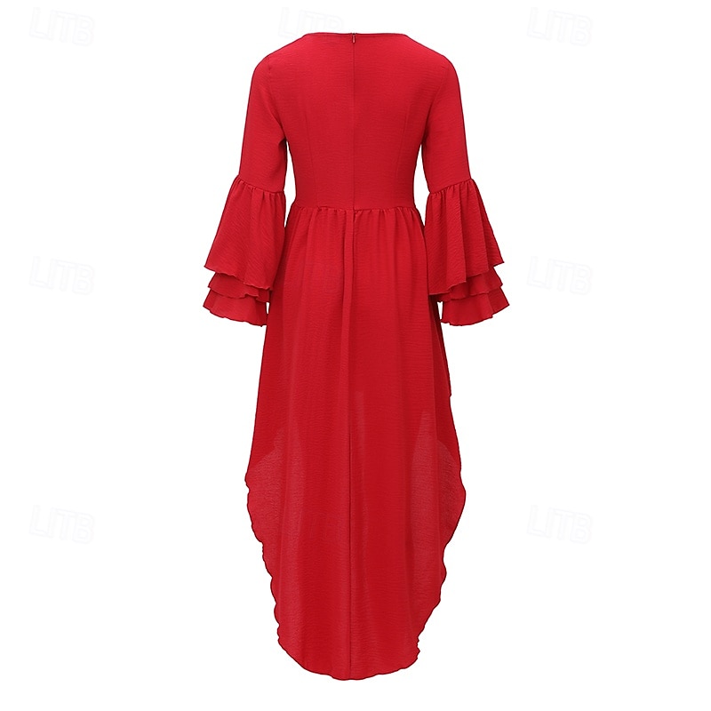 Damen Minikleid Boho-Kleid Westernkleid Mode Klassisch Modern Outdoor Ferien Ausgehen Normale Passform Einfach Langarm V Ausschnitt Rote Sommer 2025 - $31.99 –P5