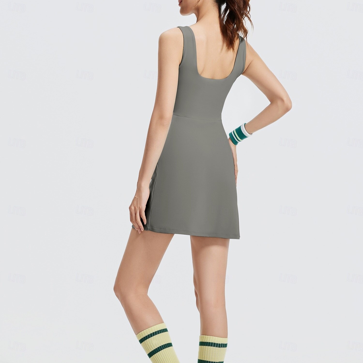 Női Egyszínű Teniszruha Teniszszoknyák rövidnadrággal 1 darab Ujjatlan Sportos Csökkenti a kopást Rugalmas Profesionalni Tenisz Futás Fitnesz Pántos U-alakú Szoknyák Ruhák Fekete Fehér Szürke Spandex 2025 - $35.99 –P2