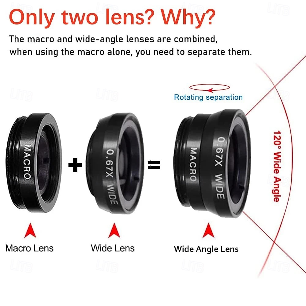 Φακός μικροκάμερας 3 σε 1 με ευρυγώνιο φακό fisheye για iPhone, Xiaomi Redmi, φακοί 3 σε 1 zoom fisheye σε smartphone με κλιπ τηλεφώνου 2025 - $6.99 –P3