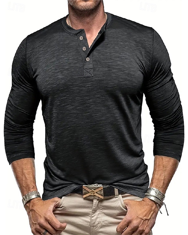 Per uomo Camicia da escursionismo cima dell'escursionismo Camicia Henley Manica Lunga Maglietta Top Esterno Leggero Traspirante Zip a un quarto Poliestere Nero Bianco Blu marino Tennis Golf Corsa del 2025 a $19.99 –P4