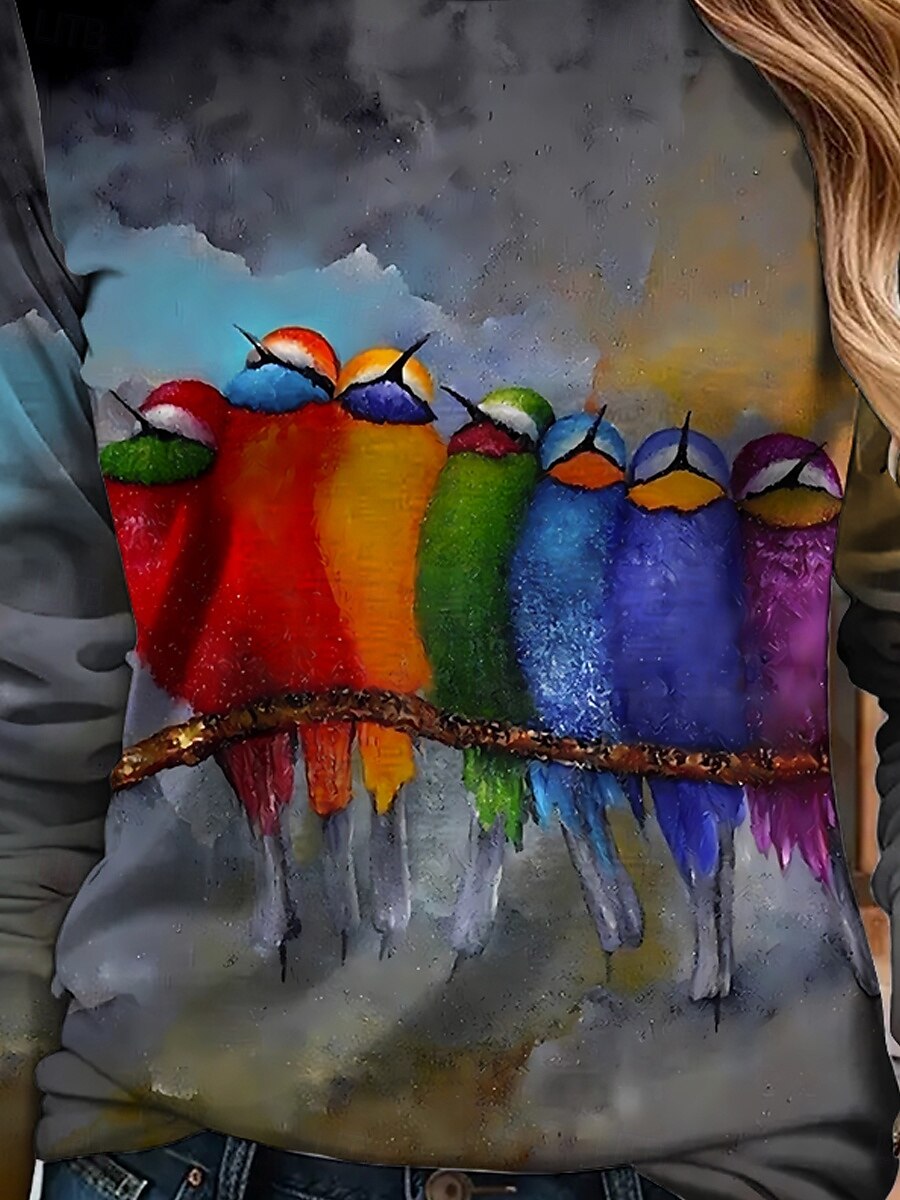 Paște Pentru femei Tricou Ombre Grafic Animal Epocă Stilat Clasic Manșon Lung Stil Nautic Rotund Topuri obișnuite Zilnic Imprimeu Roșu-aprins Albastru piscină Trifoi Gri Vară Primăvară Toamnă 2025 - $22.99 –P3