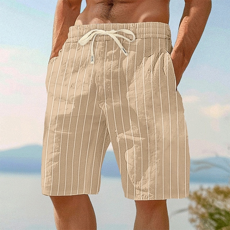 Per uomo Shorts Shorts di Lino Pantaloncini Estivi Shorts da Spiaggia Elastico in vita Coulisse A righe Comodità Traspirante Lunghezza al ginocchio All'aperto Casuale Quotidiano Vacanza Moda Nero del 2025 a $18.99 –P9