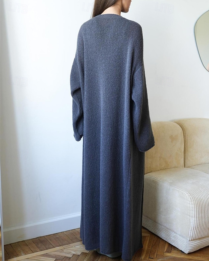 Damskie Sweter Sweter rozpinany Moda Moda miejska Codzienny Jednokolorowe Prążkowany Otwarty przód Dzianiny Długi rękaw Długie topy Robić na drutach Święto Wyjściowe Weekend Biały Żółty Jesień Zima 2025 - $29.99 –P10