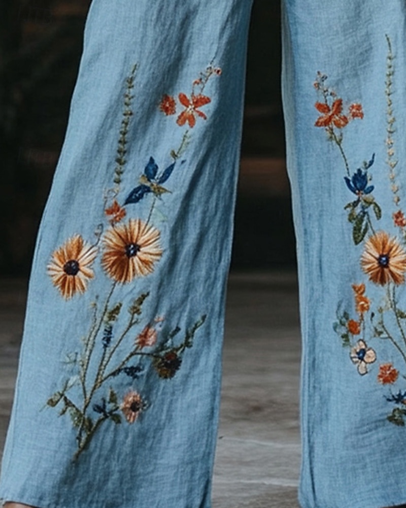 Per donna Gamba larga Pantaloni Pantaloni Palazzo Moda Boho Lunghezza intera Vita Alta Fiore Elastico in vita Stampato Traspirabilità Confortevole Streetwear Abbigliamento quotidiano Uscire Blu del 2025 a $32.99 –P3