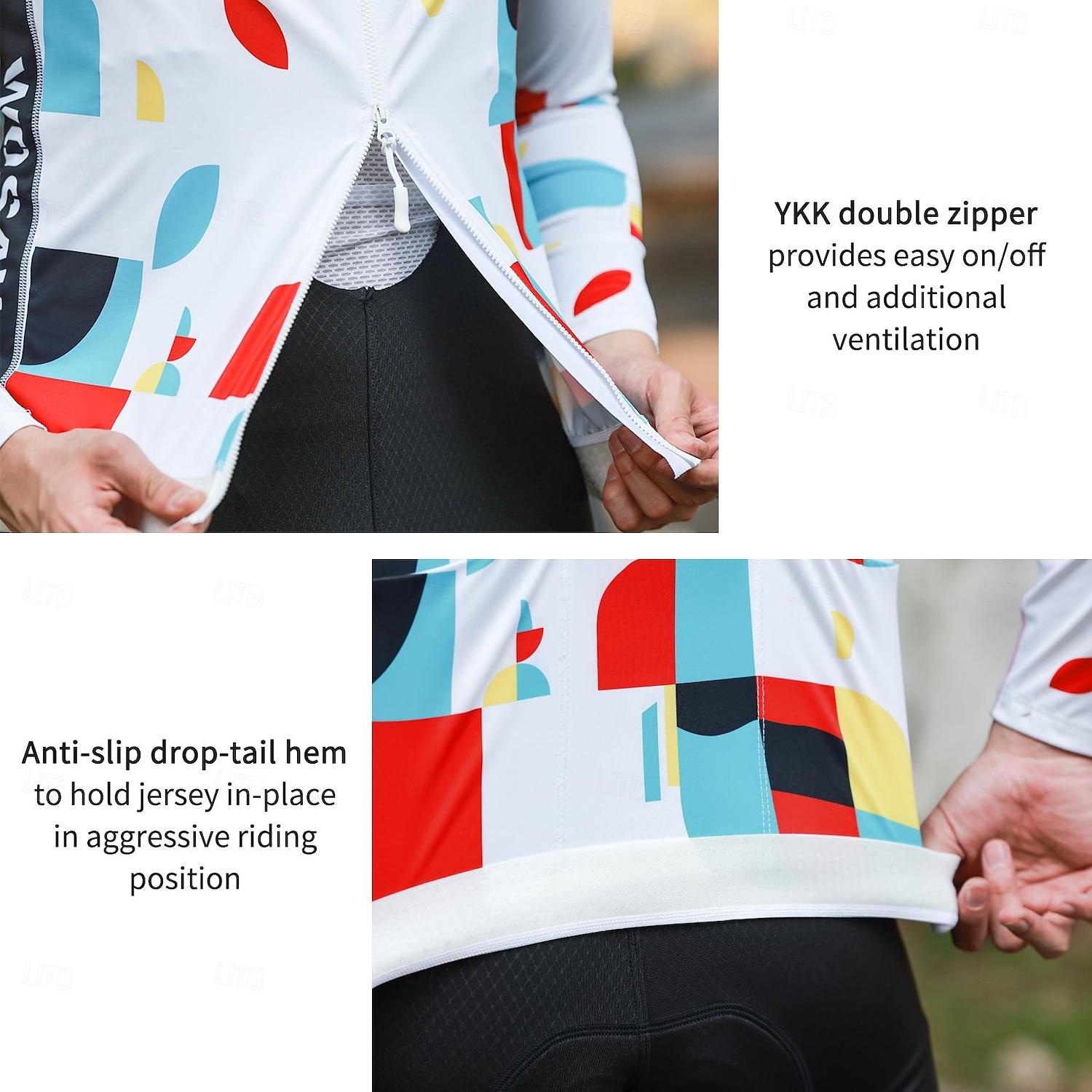 WOSAWE Spring Summer Men's Cycling Long Sleeve Quick Dry Breathable Printed Top Road Cycling Jersey Jacket BD270 2025 - $42.99 –P18