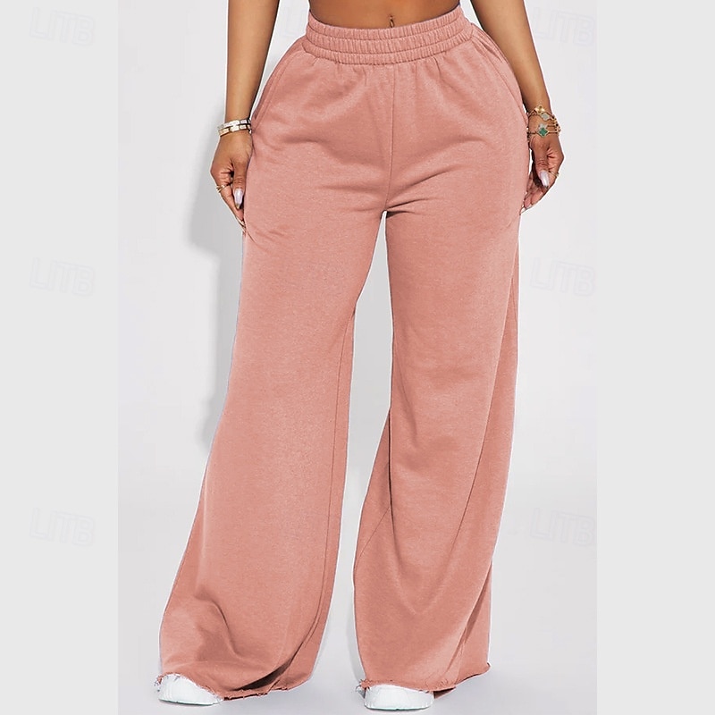 Mujer Perneras anchas Chinos Casual Medio corto Cintura Media Plano Perneras anchas Cintura elástica Confortable Transpirabilidad Deporte Casual Diario Negro Amarillo Rosa Vino Primavera Otoño Holgado 2025 - $22.99 –P8