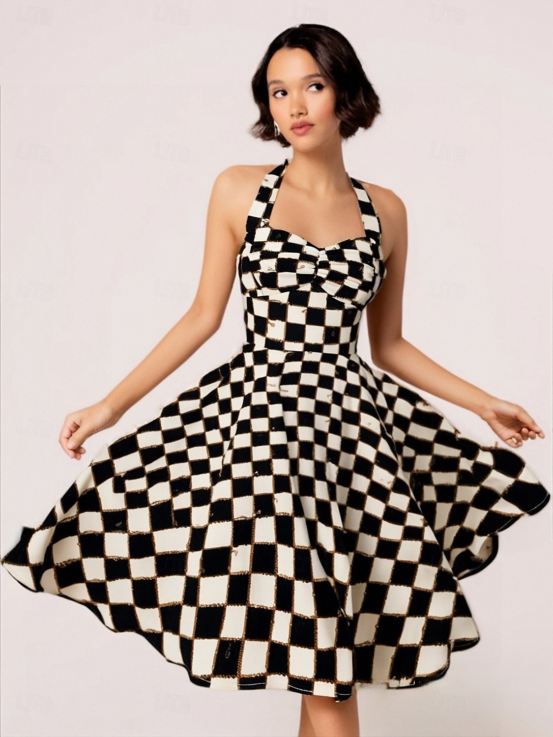 Retró 1950-es Rockabilly Térdig érő Swing ruha Flare ruha Pánt Virágos Kockás A-vonalú Női Farsang Vakáció Alkalmi / Napi Retro témájú buli Felnőttek Ruha Tavaszi nyár 2025 - $46.99 –P15