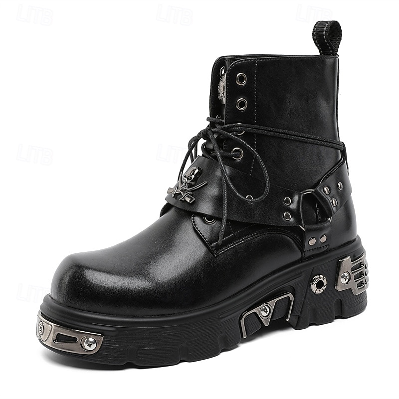 Men's Black Gothic Rivet Lace-Up Boots – Punk Rock Platform