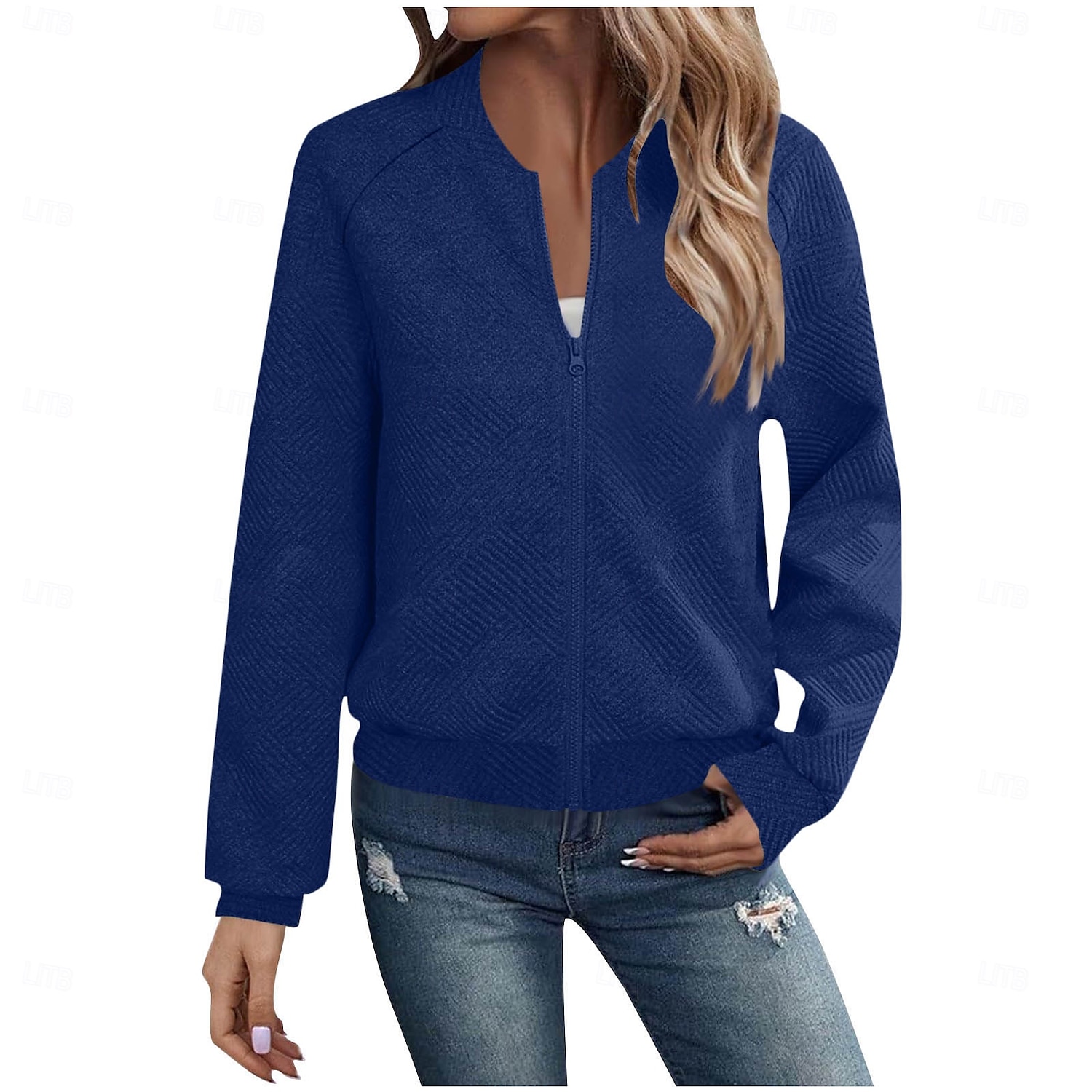 Women's Casual Jacket Sport Jacket Textured Jackets Office / Career Daily Wear Going out Fall Regular Coat Stand Collar Regular Fit Warm Vintage Style Lady Casual Jacket Long Sleeve non-printing 2025 - $26.99 –P6