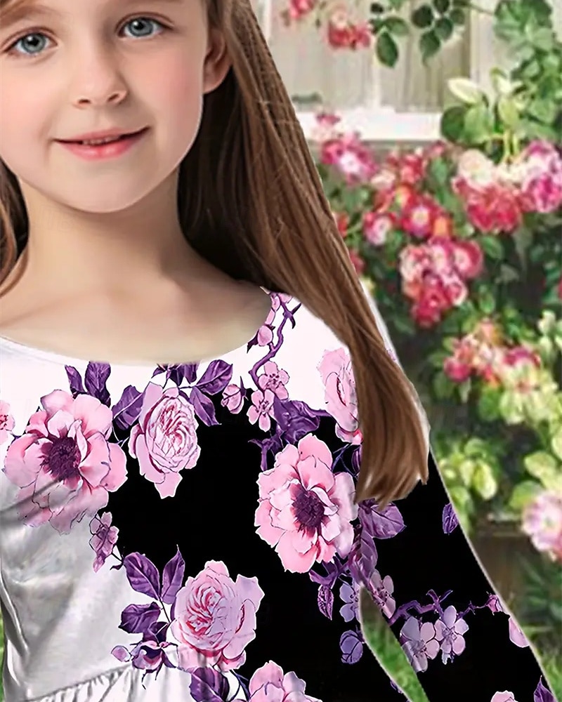 Mädchen' 3D Blume Kleid Langarm Sommer Frühling Urlaub Täglich Ferien Prinzessin Schön Süß Kinder 4-12 Jahre Freizeitkleid A Linie Kleid Knielang Normale Passform 2025 - $16.99 –P5