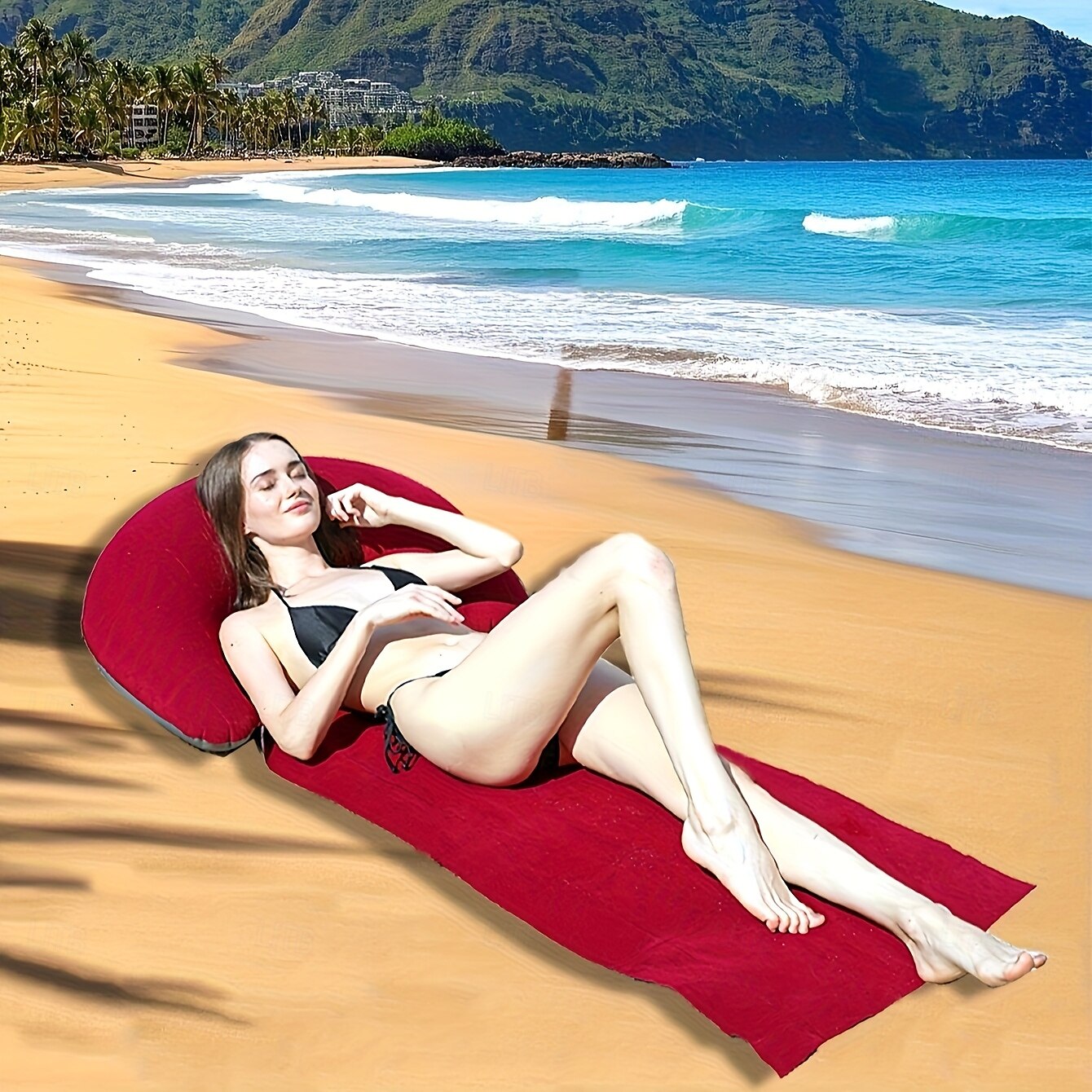 1pc Portable Inflatable Beach Mat - Durable PVC Foldable & Portable Ideal for Beach Parties & Outdoor Activities All-Season Use Machine Washable Beach Party Essentials  Modern Beach Mat 2025 - $37.99 –P3