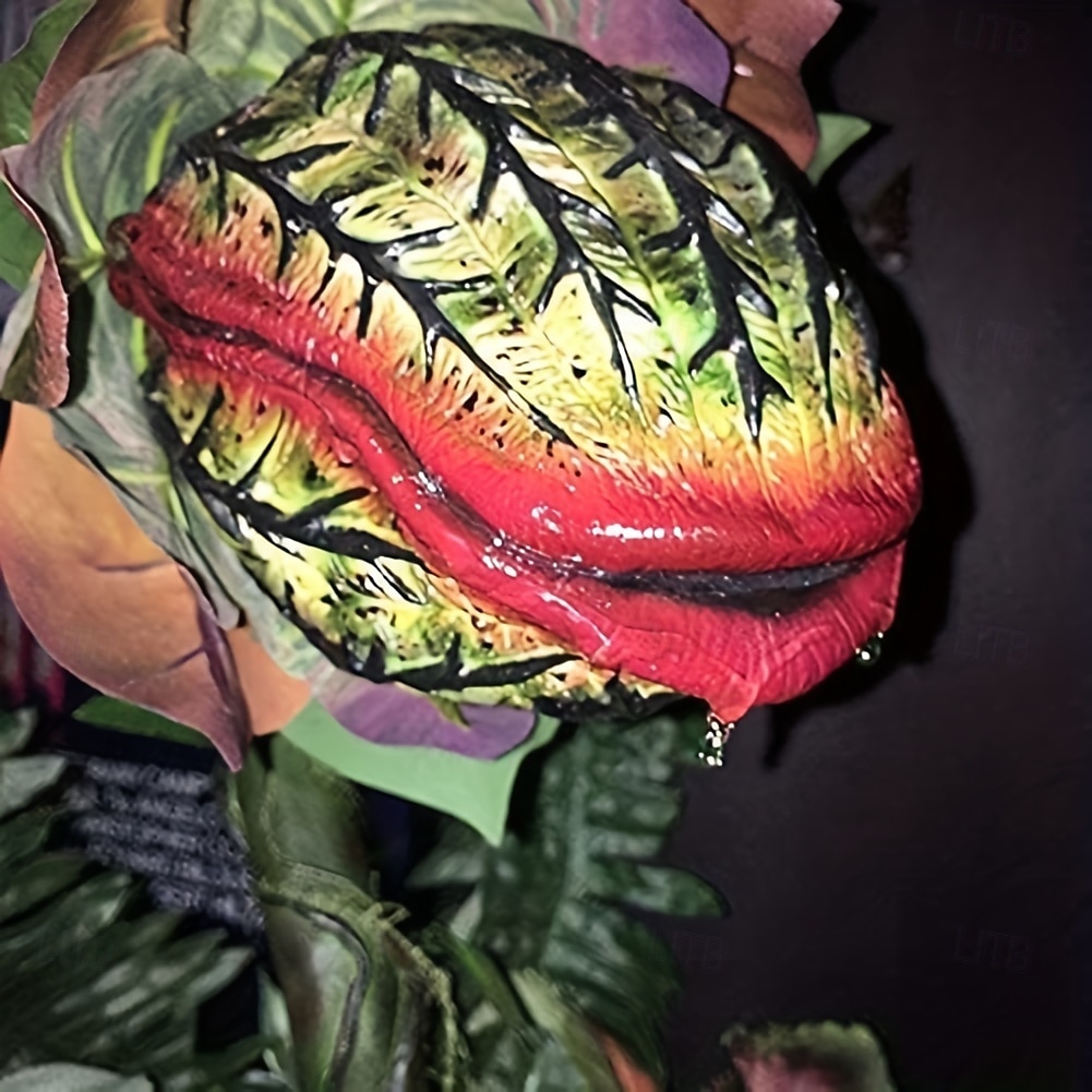 1 st realistisk skräckpirayablommastaty av hög kvalitet i harts, poserbart huvud &Likblomma med vinstockar, inomhus/utomhusmotiv, rekvisita för halloween, tacksägelse, läskig dekoration, 27 cm 2025 - GBP £34 –P7