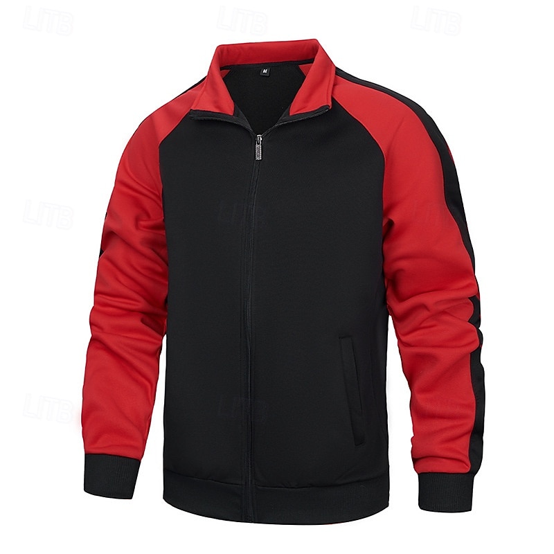 Herren Leichte Jacke Freizeitjacke Urlaub Täglich Tasche Frühling Herbst Farbblock Mode Klassisch Stehkragen Regulär Rote Armeegrün Dunkelgray Jacken 2026 - $30.99 –P2