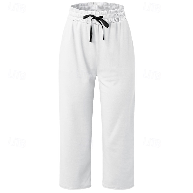Femmes Jambe large Chinos Occasionnel Longueur mollet Naturel Uni in in france they say Pontalon wide leg Confortable Respirabilité Décontracté Quotidien Noir Blanche Vin Vert Véronèse Printemps de 2025 ? $16.99 –P14