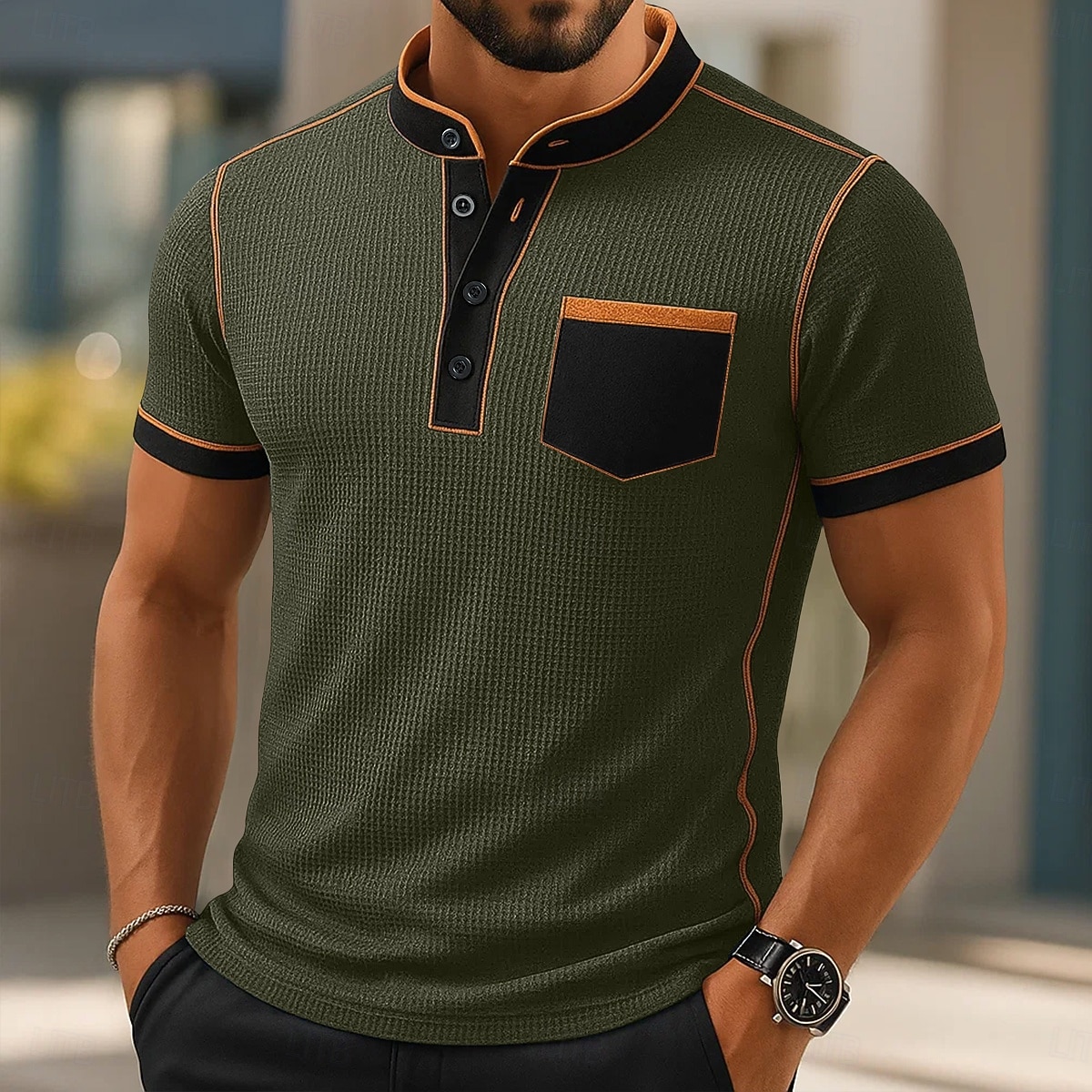 Ανδρικά Πουκάμισο Waffle Henley Κοντομάνικα Κοντομάνικο Συμπαγές Χρώμα Σκέτο Μοντέρνα Υψηλής Ποιότητας Άνετο Μπλοκ χρωμάτων Κουμπιά Χένλι ΕΞΩΤΕΡΙΚΟΥ ΧΩΡΟΥ Causal Καθημερινά Καλοκαίρι Όλες οι εποχές 2025 - $20.99 –P5