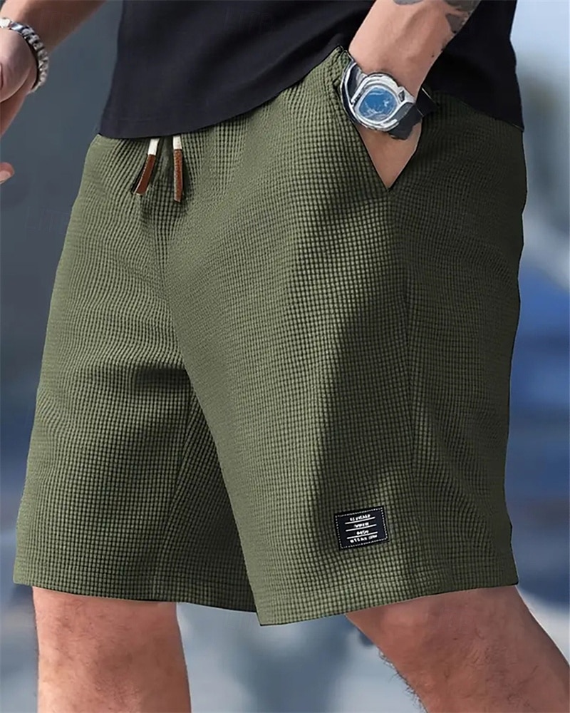 Męskie Szorty waflowe Szorty Letnie szorty Szorty na co dzień Kieszeń Elastyczny pas Ściągana na sznurek Równina Komfort Oddychający Do kolan Na zewnątrz Urlop Sportowy Codzienny Czarny Biały Średnio 2026 - $17.99 –P13