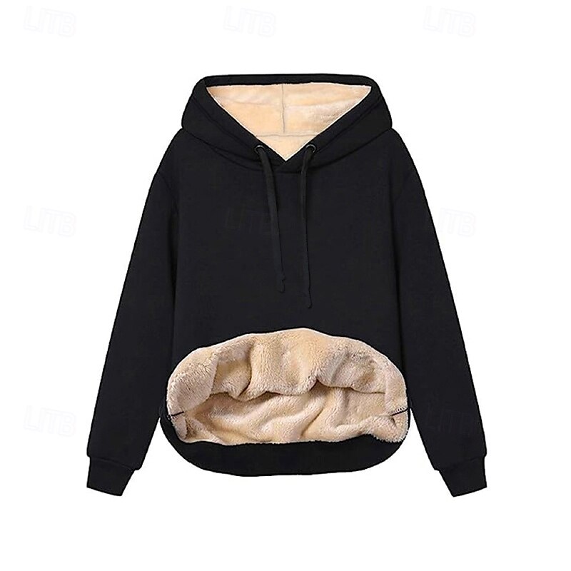 Damen Kapuzenpullover Einfach Lässig Langarm Mit Kapuze Normale Oberteile Straße Ferien Ausgehen Patchwork Schwarz Wein Hell Gray Dunkelgray Herbst Winter 2025 - $25.99 –P3