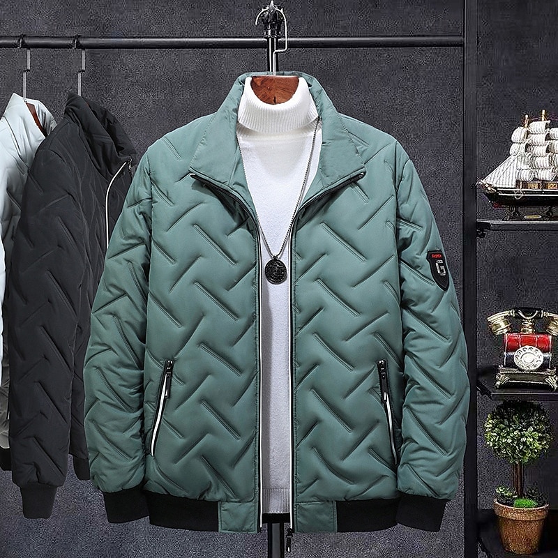Pánské Puffer Jacket Zimní bunda Zima Venkovní Zahřívací Vrchní část oděvu Černá Zelená Šedá 2025 - $24.99 –P1
