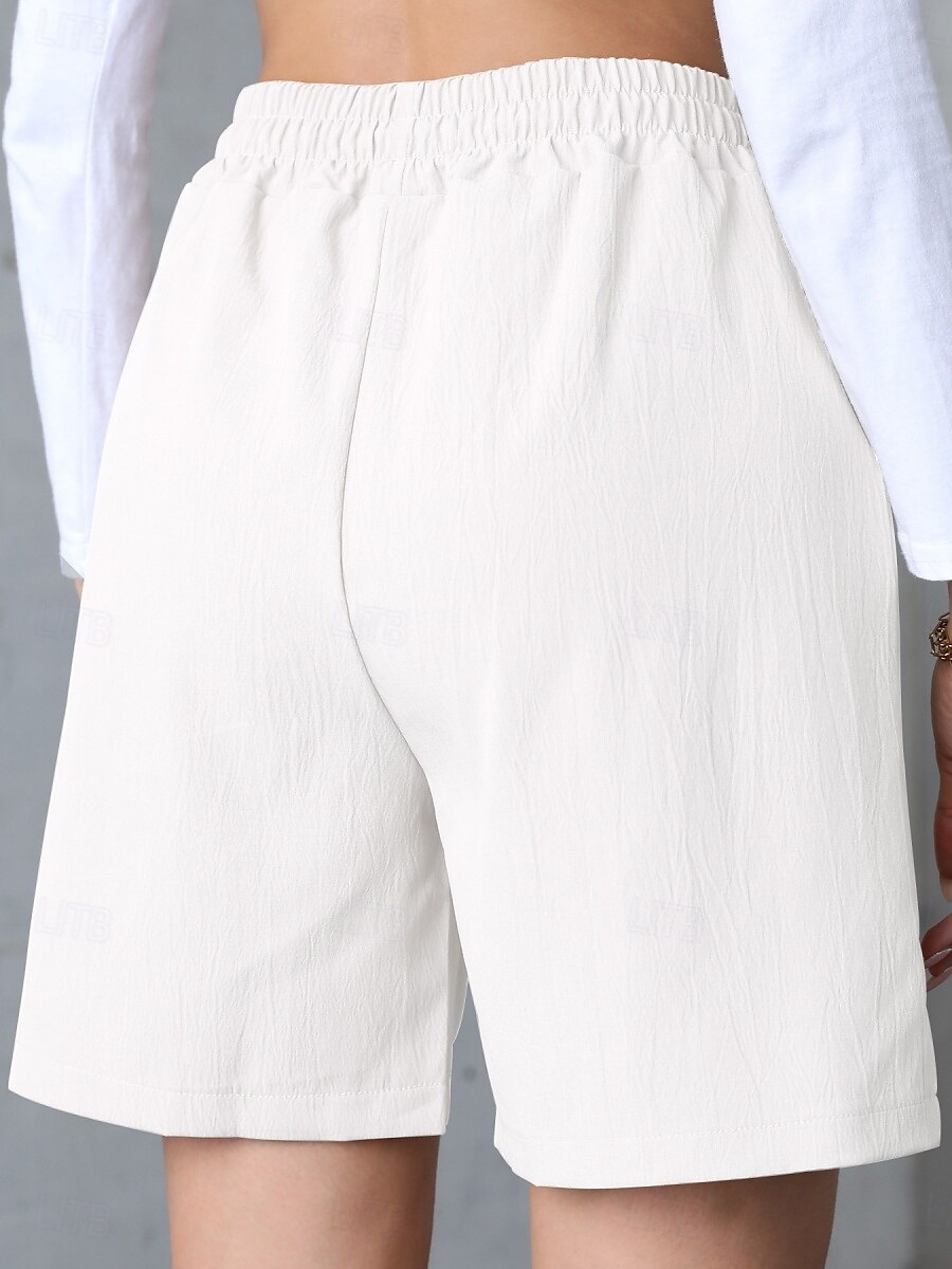 Pentru femei chinez Pantaloni Scurți De Bază Casual Scurt Talie Înaltă Simplu Buzunar Curea elastică Confortabil Απαλό Comfortabil Strech În aer liber Stradă Caisă Alb Roz Îmbujorat Albastru piscină 2025 - $15.99 –P15