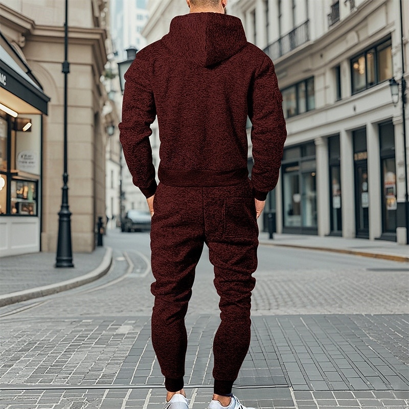 Per uomo Tuta da Ginnastica Set di abiti Set di felpe con cappuccio Felpa con Cappuccio All'aperto Quotidiano Sportivo Con zip Tasca Coulisse Semplice Rosso bordeaux Blu Grigio chiaro Poliestere del 2025 a $55.99 –P12