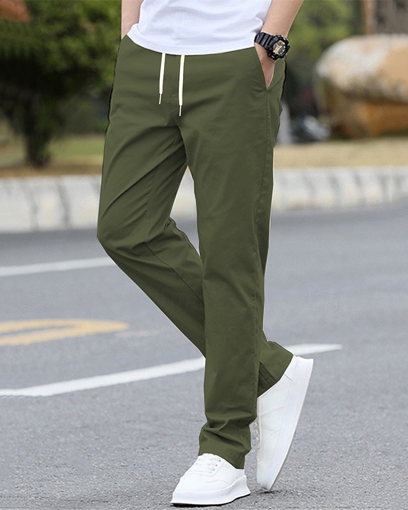 Per uomo Pantaloni Chinos Tasca Elastico in vita Coulisse Semplice Comodità Formale Feste Lavoro Moda Stile Classico Nero Verde chiaro Micro-elastico del 2025 a $17.99 –P7