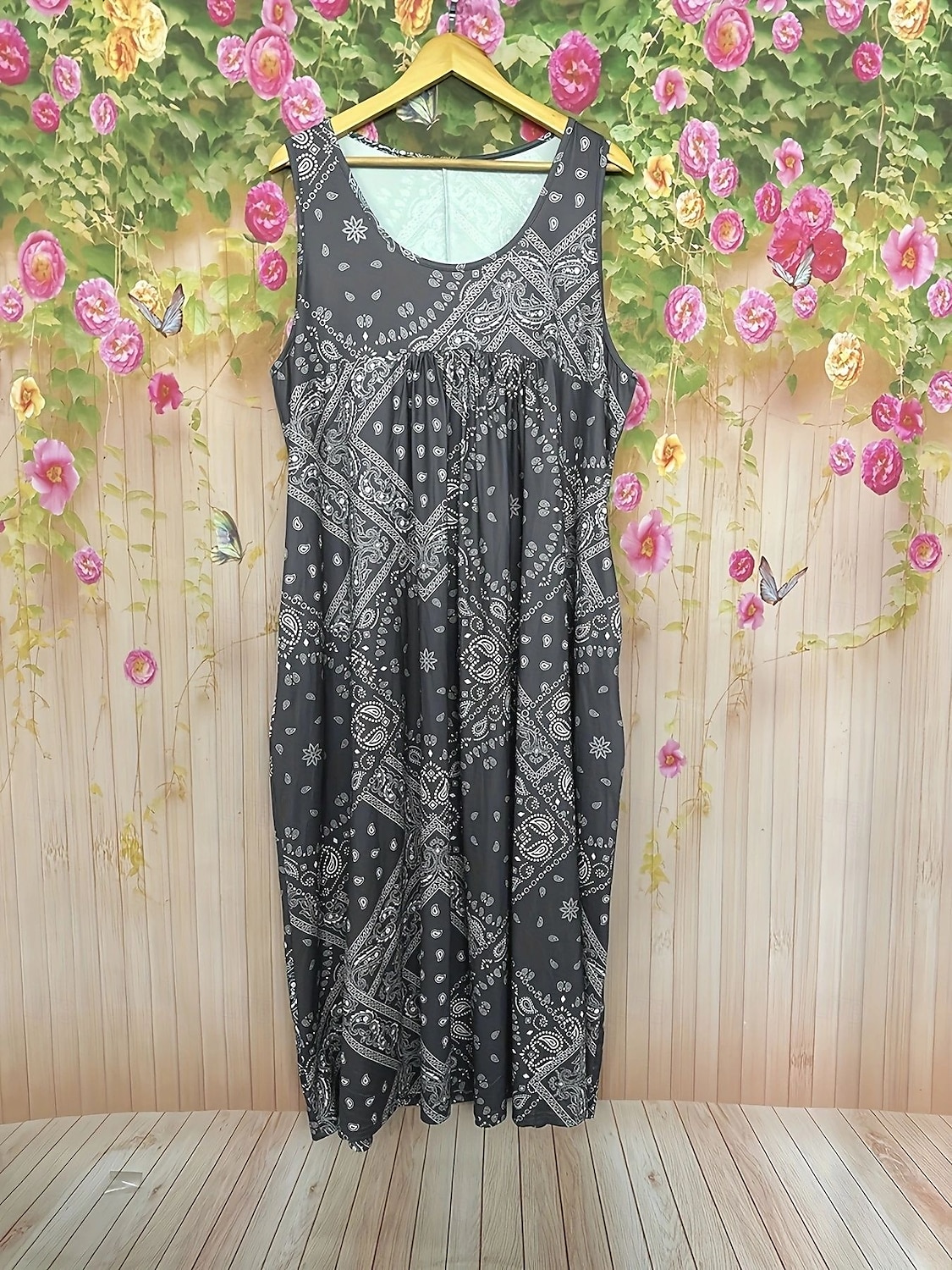 Pentru femei Rochie Lunga Rochie Maxi Rochie Tip Maieu Modă Dată Rochie de toamna Festival Fit regulat Geometric Fără manșon Stil Nautic Roșu-aprins Gri Toamnă 2025 - $22.99 –P1